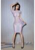 Sexy Women Oil Glossy Tight Pencil Dress Sheer See Through Shiny  Bodycon Dress Elastic Push Up Packet Hip Stretch Step Dress