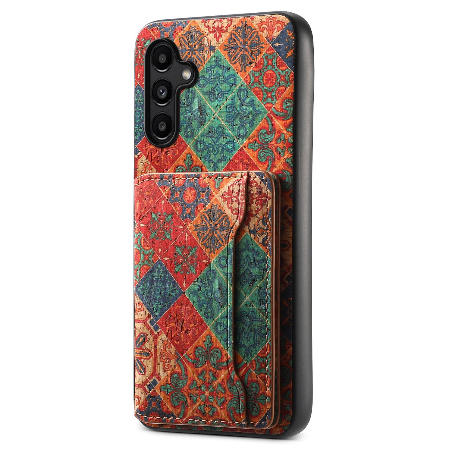 

For Samsung Galaxy A15 5G Case Floral Pattern Card Slot Kickstand PU+TPU+PC Phone Shell Winter/Blue