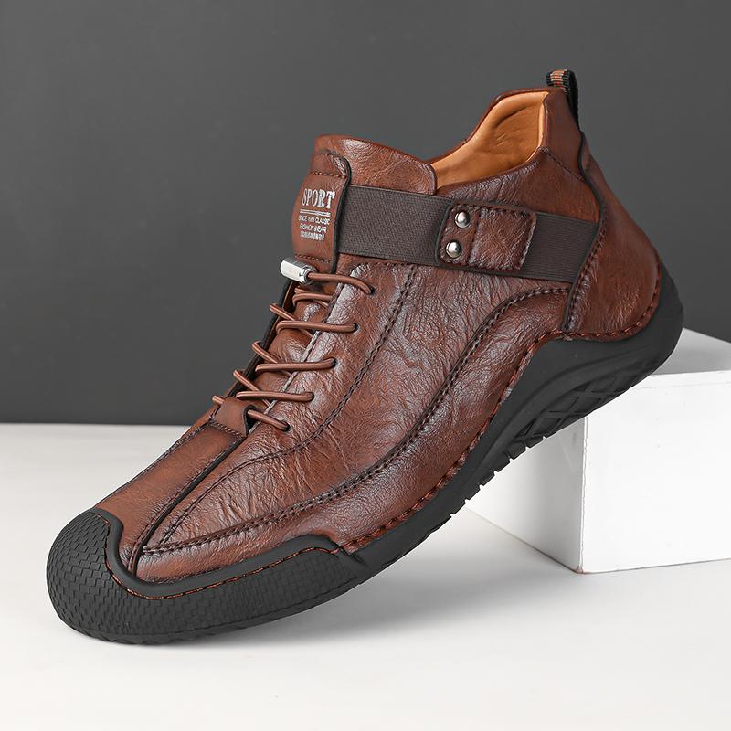 New High Quality Leather Mens Casual Shoes Luxury Handmade Designer Ankle Boots for Men Walking Sneakers Winter Retro Men Shoes