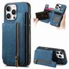 For iPhone 16 Pro Case with Zipper Card Holder Leather+TPU Phone Cover