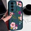 Floral Print TPU Shockproof Phone Case For Samsung S25 Ultra S24 FE S23 Plus A56 A36 A16 A15 A55 A06 Soft Silicone Lens Protection Matte Bumper Cover