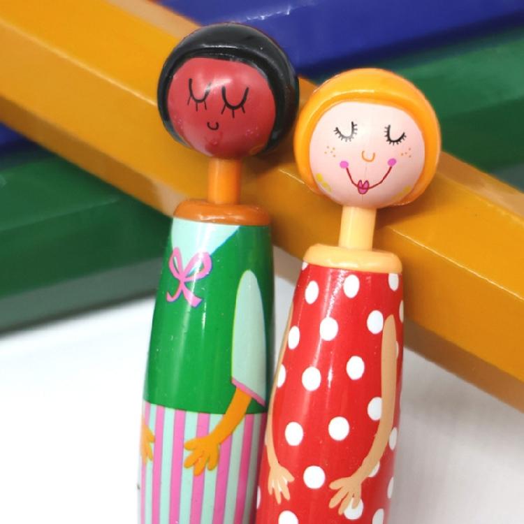 5 Pcs Creative Doll Retractable Ballpoint Pen Smooth Writing Pen Blue Ink Press Pen School Office Supplies for Student