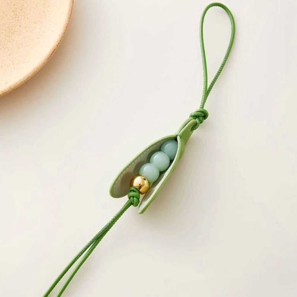 Cowhide pea bag charm keychain car accessories handmade pea pods leather bag pendant High-end bag accessories