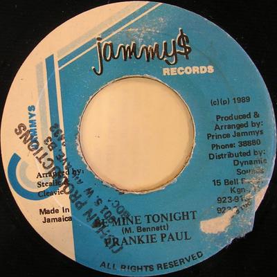 7inch Record FRANKIE PAUL - Be Mine Tonight NONE Jammy's Records 1989 Jamaica Reggae, Ska & Dub Used