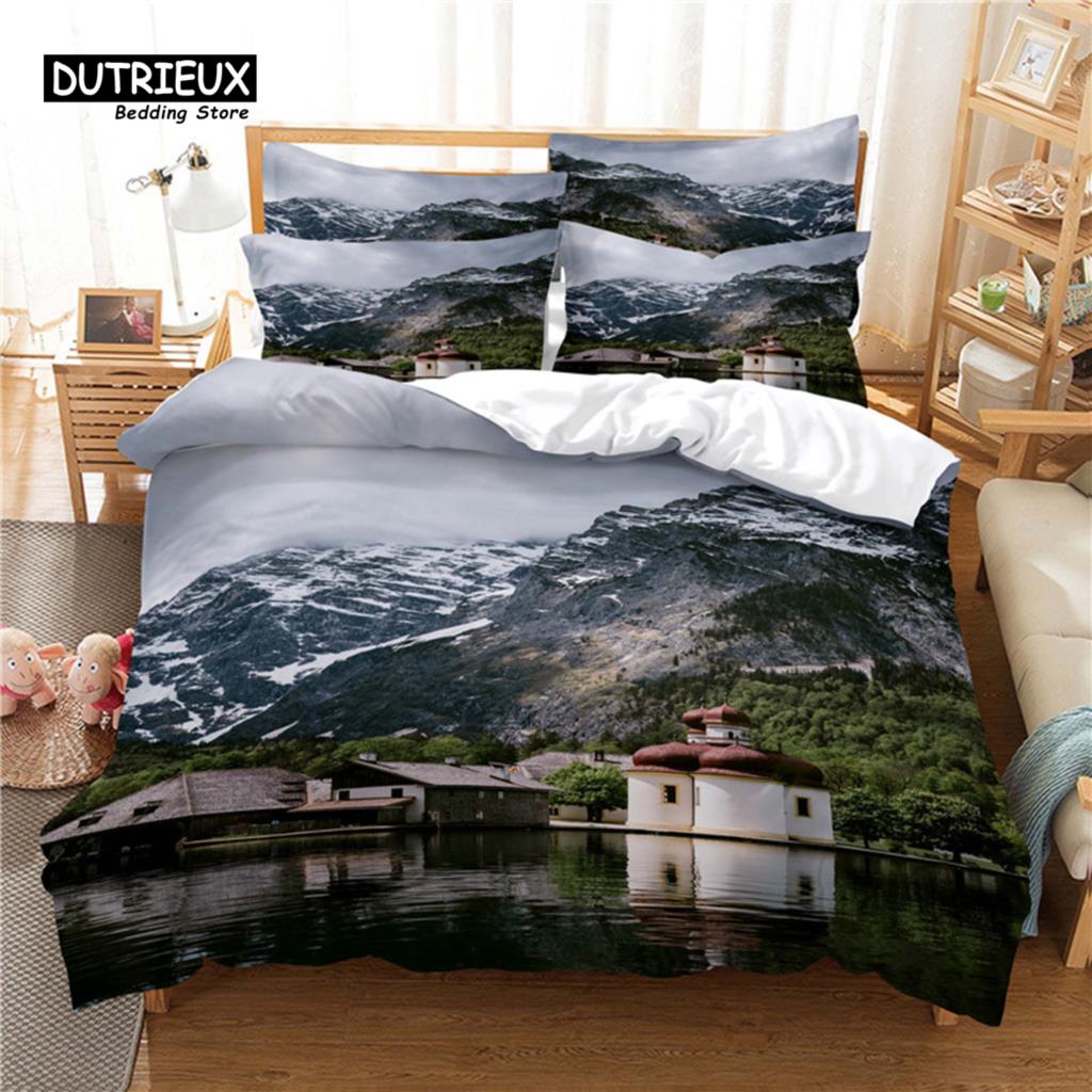 Beautiful  Scenery Bedding Set, 3Pcs Duvet Cover Set, Soft Comfortable Breathable Duvet Cover, For Bedroom Guest Room Decor