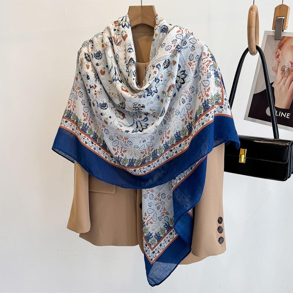 130*130Cm Large Shawl Beach Wraps Women Luxury Floral Printed Square Scarf Fashion Imitation Silk Scarves Bandanas Elegant Hijab