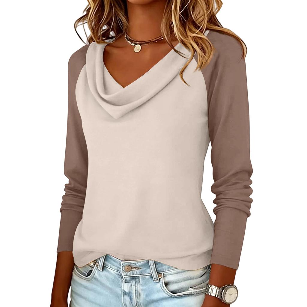 Damen Color-Blocked Casual Fashion Langarm-Pullover