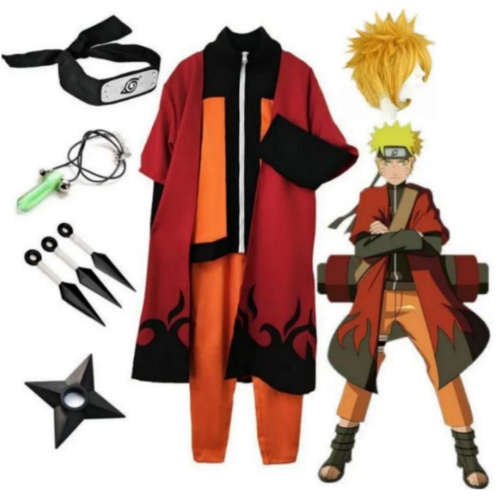 Uzumaki Akatsuki Cosplay Boys Girls Uzumaki Jacket Pants Headband Wig Props Child Uniform Kunai Halloween Costume