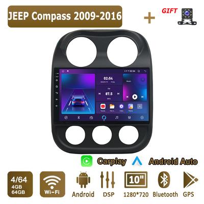 רדיו לרכב אנדרואיד Carplay עבור JEEP Compass 2009-2016 נגן מולטימדיה יחידת ראש סטריאו ניווט GPS BT WIFI 4+64GB