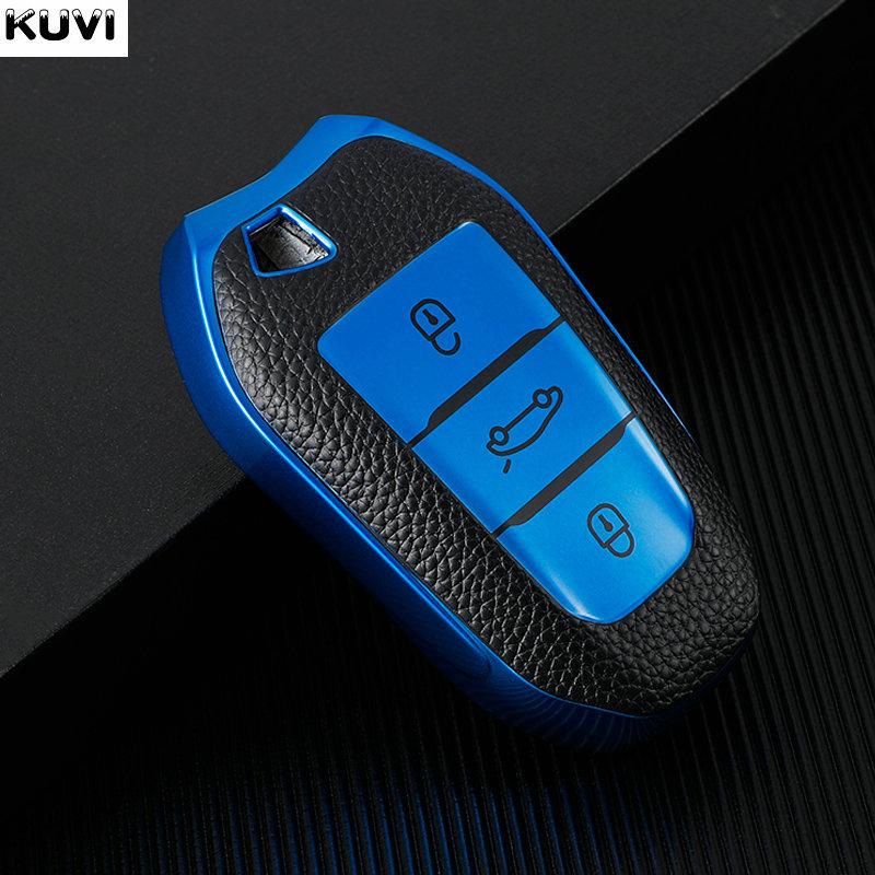 Leather TPU Car Remote Key Case Cover For Peugeot 208 308 408 508 2008 3008 4008 5008 Citroen C1 C4 C6 C3-XR Picasso DS3 DS4