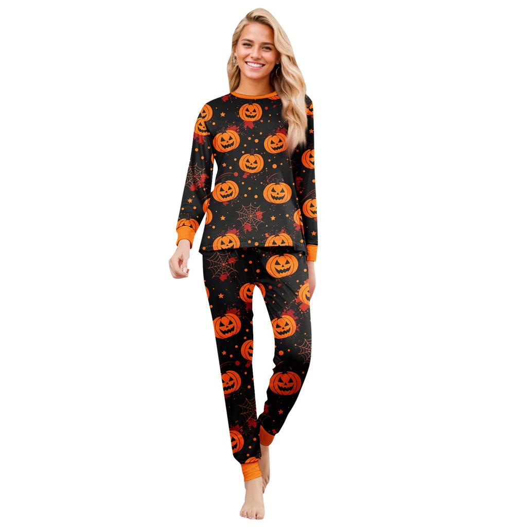 Matching Family Halloween Pajama Set Long Sleeve Top and Pants for Women and Kids