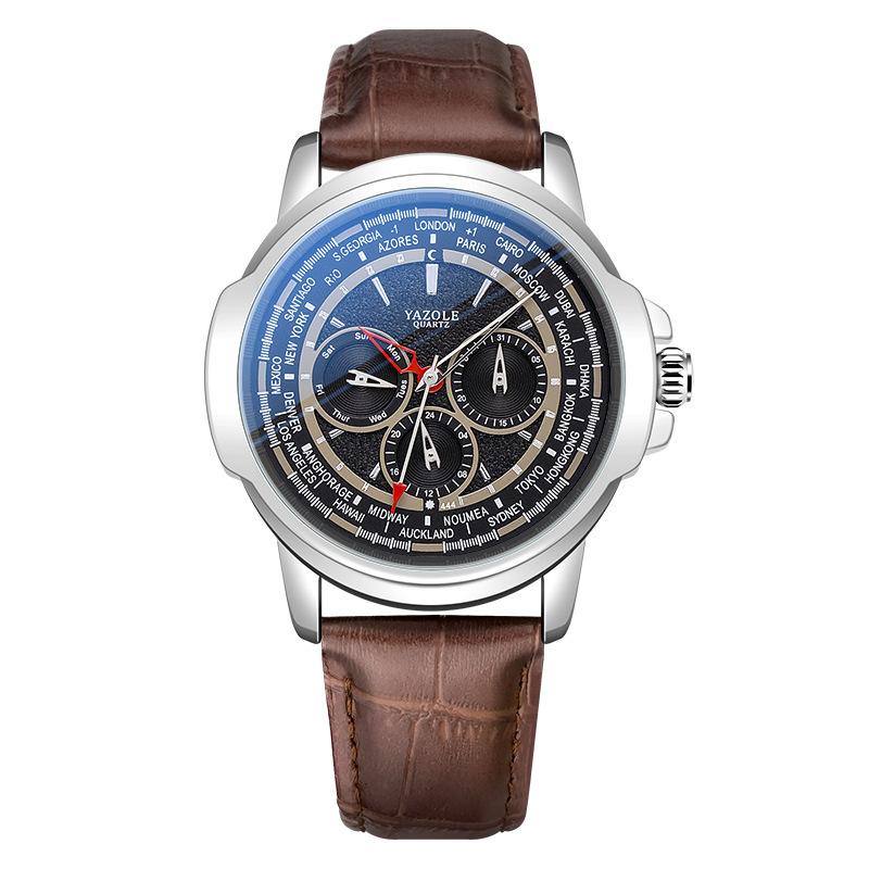 UTHA H29 Watch For Men Brand Luxury Leather Strap Clock Waterproof Calendar Male Student Fashion Sports Quartz Wristwatches коричневый