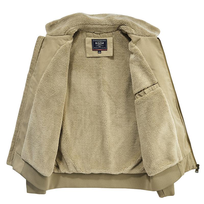 Padded Men's Winter Velvet Thickened Warm Fur Collar Men's Cotton Clothes Casual Simple Short Jacket