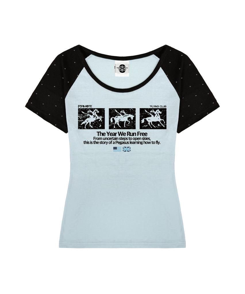 PRIMATE Run Free U-Neck Polka Dot Raglan Slim Fit Short Sleeve T-Shirt 4 Colors