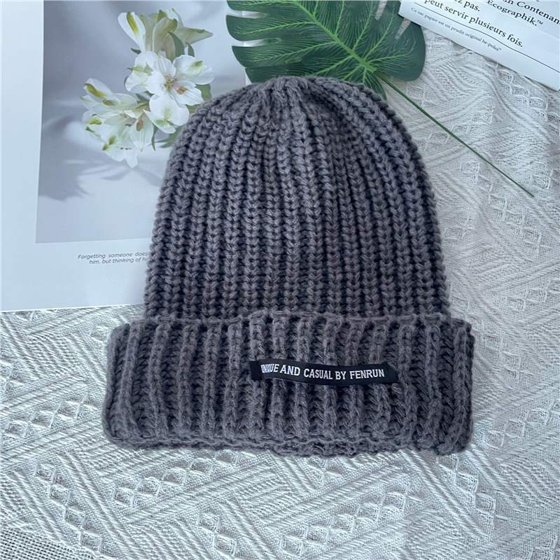 Winter hat big head circumference thickened knitted hat children's winter face small warm ear protection knitted pile hat