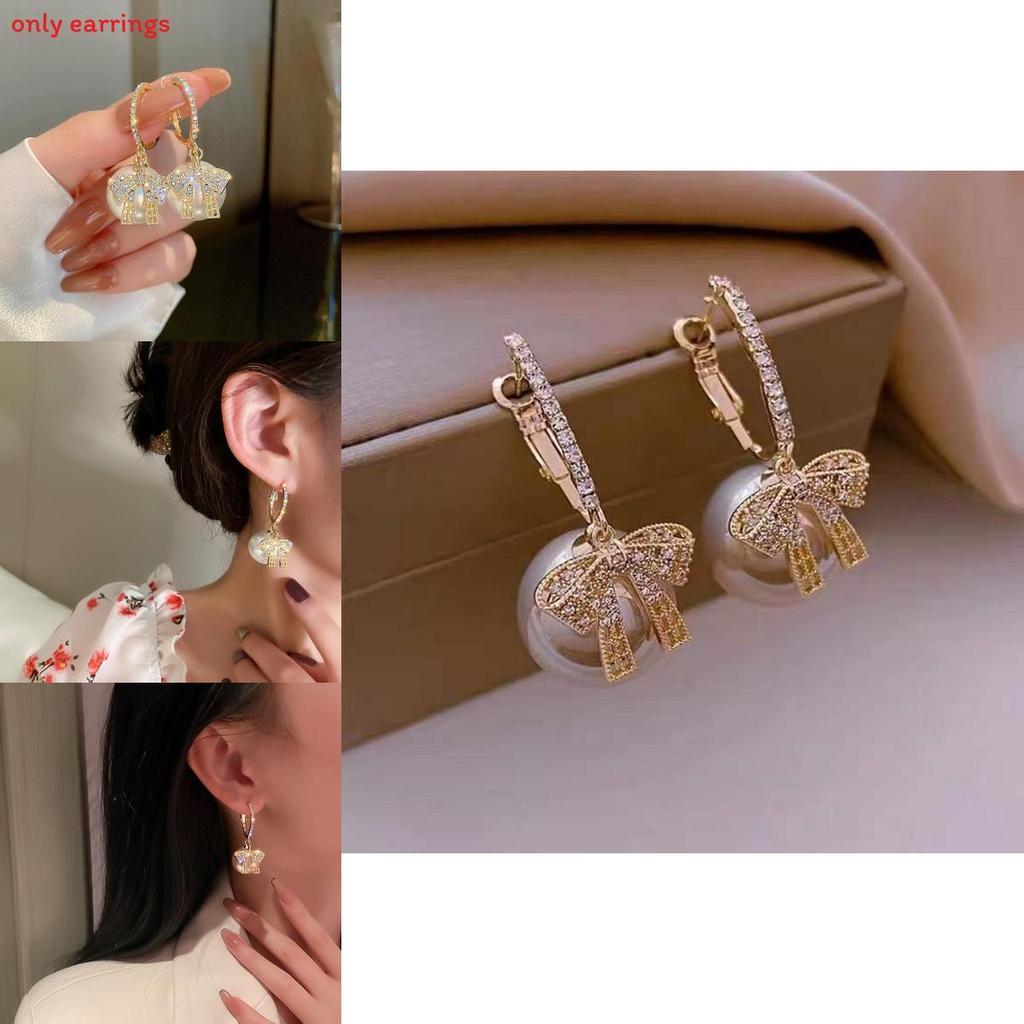 Korean Girl Butterfly Pearl Earrings With Alloy Material For Women Fashion Accessories
