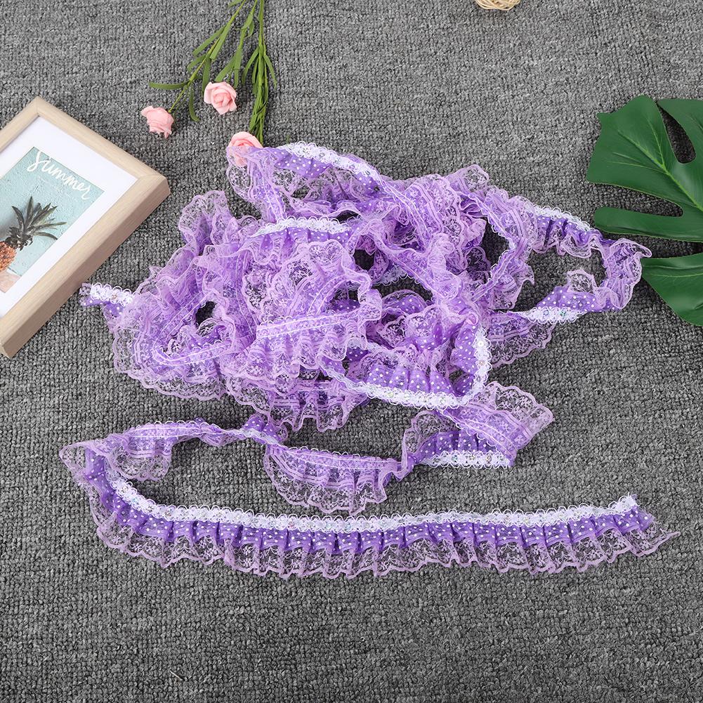 5 Yards Multi Color 45mm Printing Dots Pleated Trim Mesh Lace Ribbon Sewing Sequins Embroidered DIY