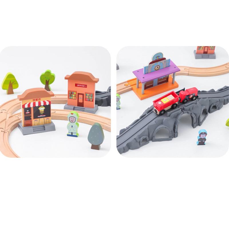 Diy Wooden Bell Tower Station Track Set Compatible with All Brands of Railway Road Accessories Assemble Toys for Children