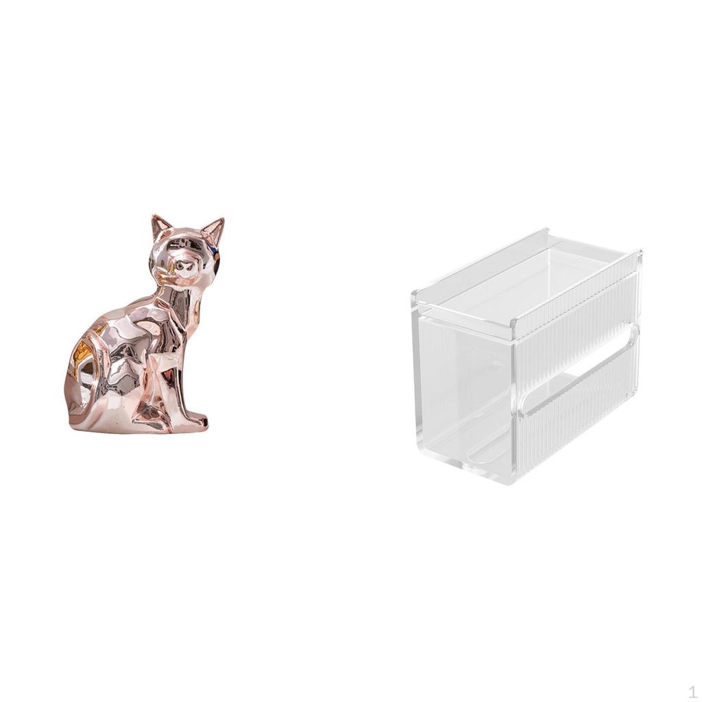 Acrylic Cat Statue Decorative Figurine Animal Sculpture Art Craft Ornament Modern Paper Towel