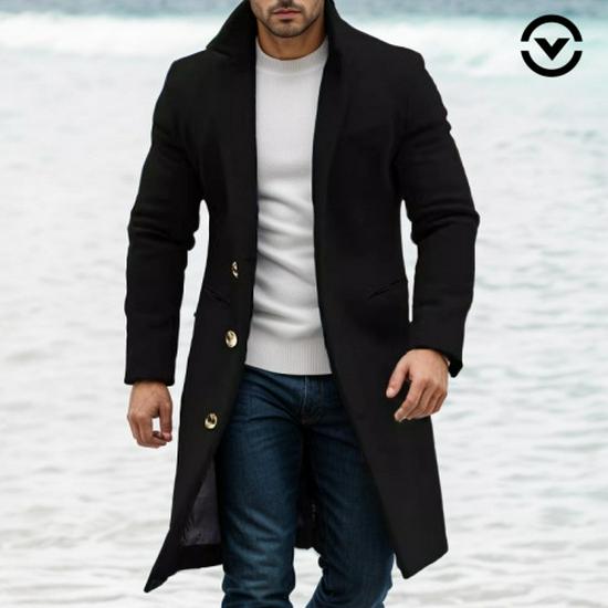 2024 Men's Mid-Length Woolen Coat: Autumn/Winter, Single-Breasted, Casual Commute, European Size