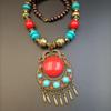 Bohemian Tibetan Ethnic Headwear Necklace: Women's Retro Forehead Ornament and Exotic Accessories.