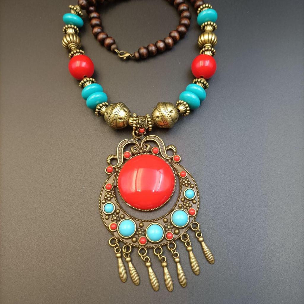 Bohemian Tibetan Ethnic Headwear Necklace: Women's Retro Forehead Ornament and Exotic Accessories.