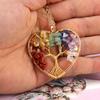 Color-Preserving Gold Hand-Wound Crystal Gravel Peach Heart Tree Of Life Necklace Heart-Shaped Pendant N55