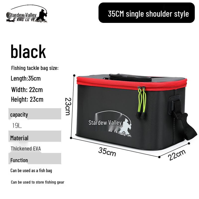 Foldable EVA Fishing Bucket - Portable, Thick, Live Fish Box with Shoulder Strap