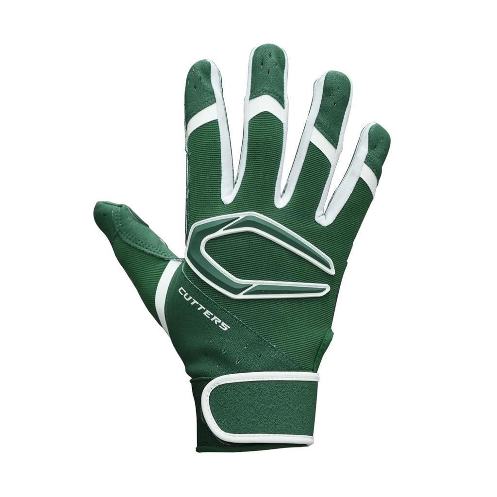 CUTTERS B444 Power Control Batting Size 4.0 Gloves, Ambidextrous, Baseball/Softball, L, Green/White