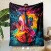 Neon Art Modern Classical Music Cello Print Flannel Blanket - for Bed, Sofa, Office, Travel, Gift, Decoration, Chair