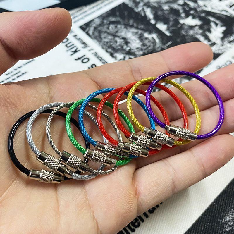 10Pcs/Lot Colorful Iron Wire Keychain Cable Loop Screw Lock Rope Key Holder Keyring Key Chain Rings For Jewelry Making Supplies