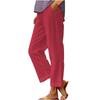 Spring Summer New Women Solid Cotton Linen Wide Leg Pants, Elastic Waist Loose Casual Trousers, Breathable Daily Fashion Bottoms