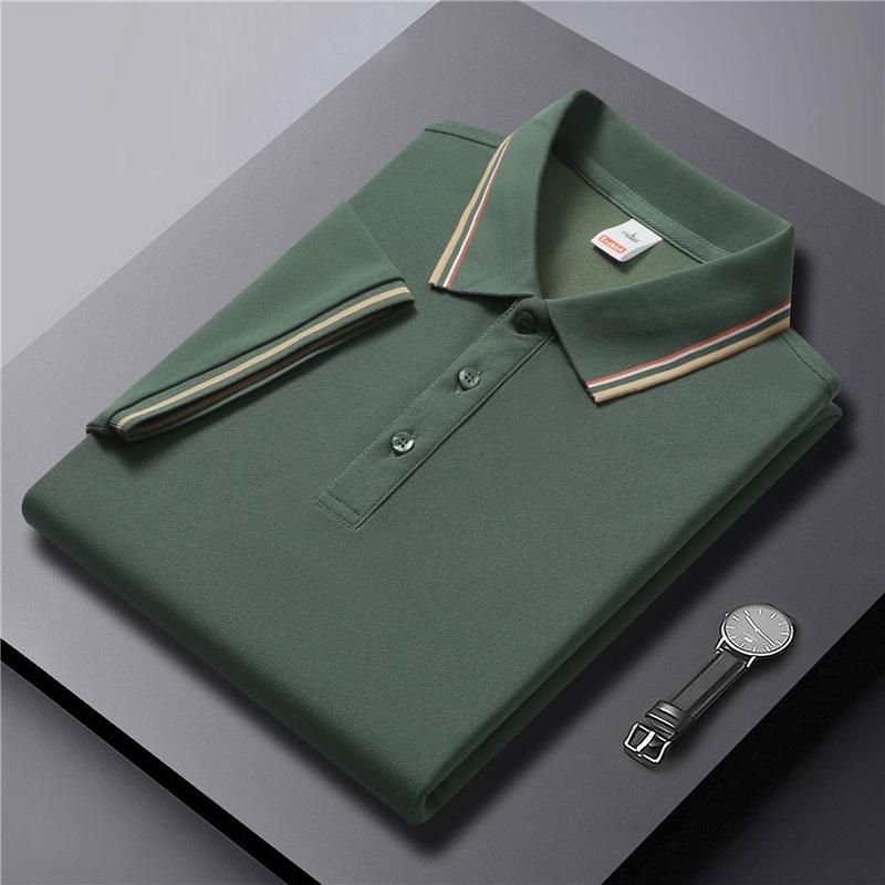   Men's Summer Striped Collar Polo Shirt Short Sleeve Business Casual Breathable