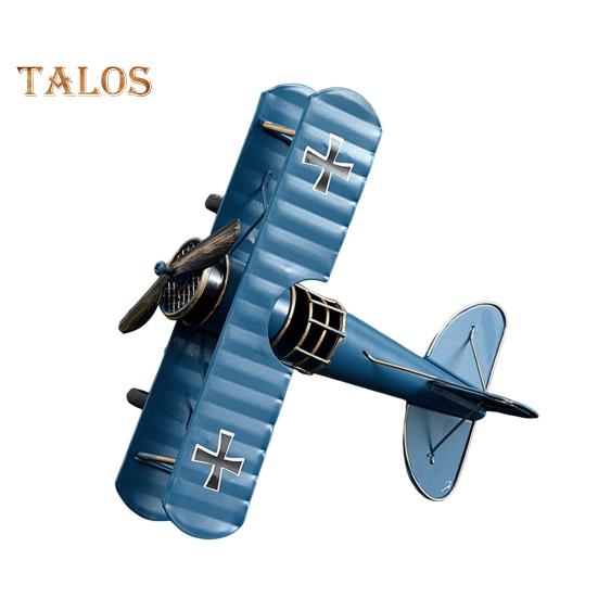 

Модель железного самолета, винтажный биплан, настольное украшение, коллекционная мини-модель биплана для любителей самолетов, детский рождественский подарок синий