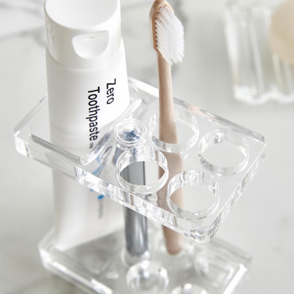 Clear Open 4-hole Toothbrush and Toothpaste Holder AZUDA_BG0720018