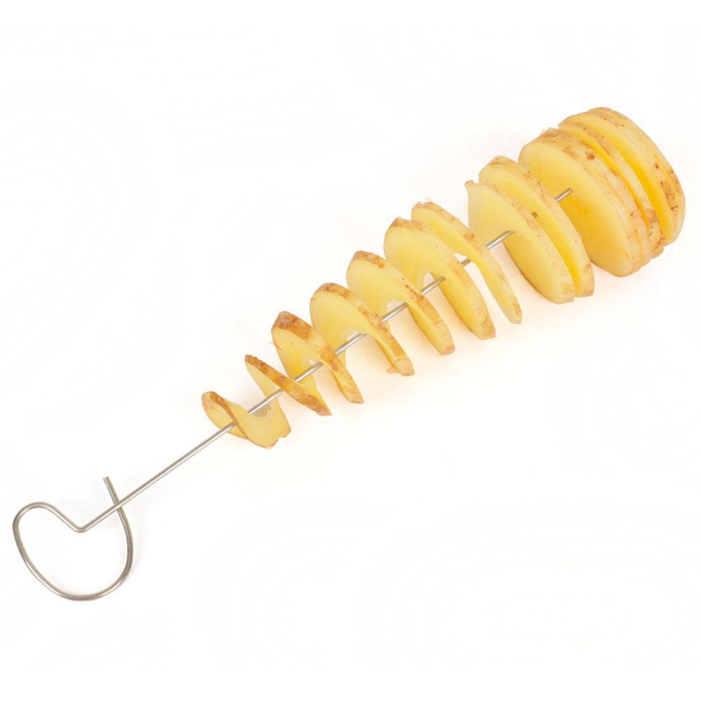 Spiralschneider für Kartoffeln mit 4 Edelstahlspießen Spiralisierer Pommes-Maker Wiederverwendbarer Kartoffel-Twister Küchenzubehör