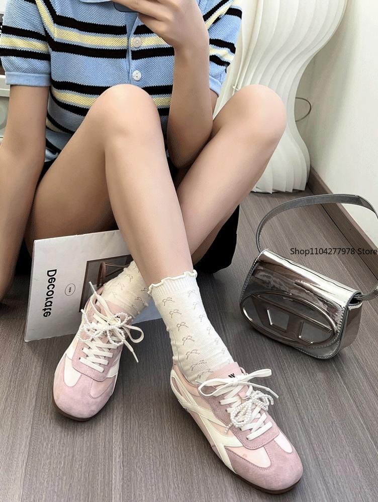 Fashion String Bead Vintage Casual Sports Shoes for Women Leather Hiking Sneakers Women's Platform Walking Athletic Shoe Unisex Loafers
