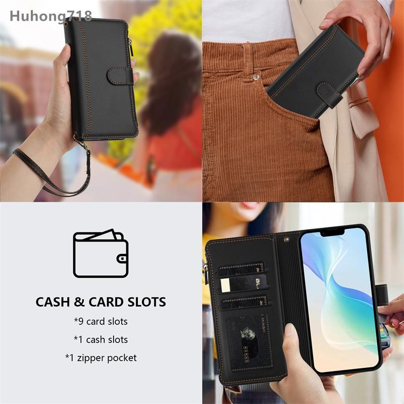Glidelås Lærveske For Redmi Note 7 8 9 10 Lite Pro Max 11 SE 7S 9S 9T 10S 10T 11S 4G 5G Lommebokdeksel