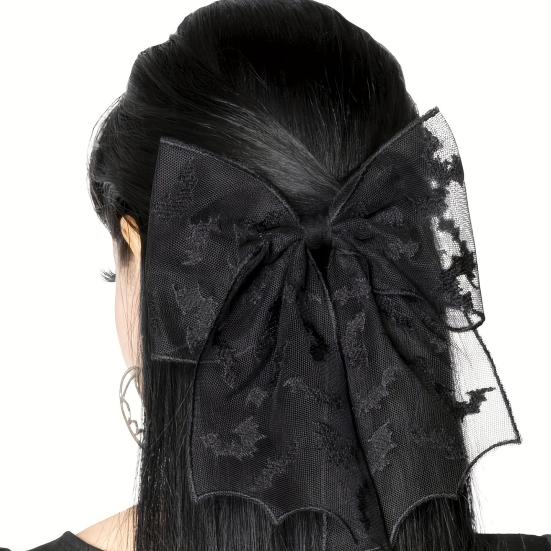 Women Hair Clip Strong Grip Non-Slip Design Punk Style Bats Spider Webs Pattern Hair Pin Halloween Hair Accessories