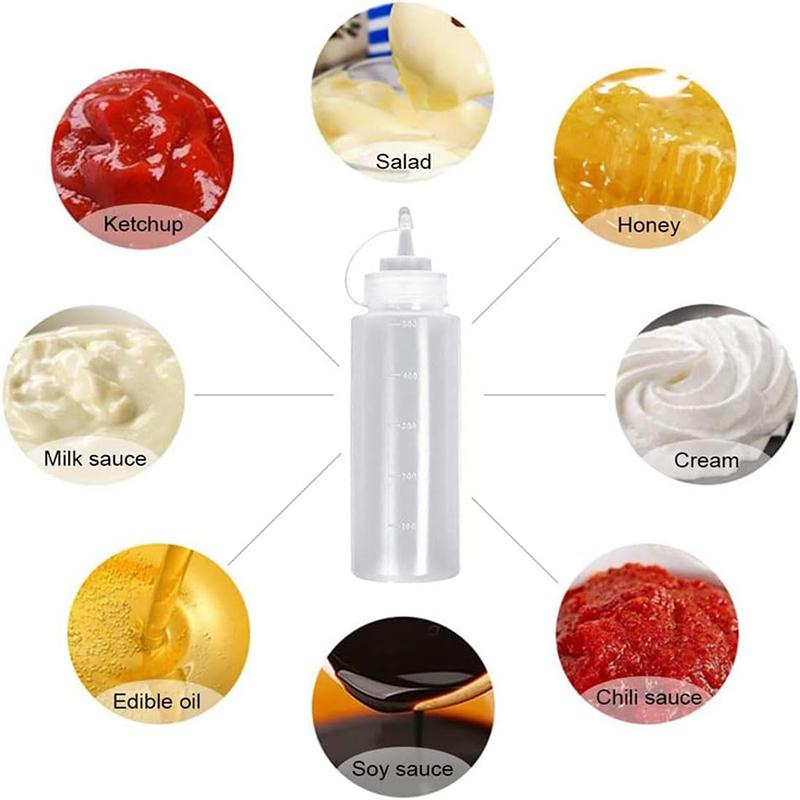 2Pcs 8oz Squeeze Condiment Bottles with Cap 250ml Plastic Condiment Squeeze Bottles Squeezy Bottles With Nozzles Sauce Bottle