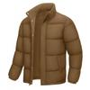 Mens Solid Thick Cotton Puffer Coat Winter Warm Casual Stand Collar Jacket