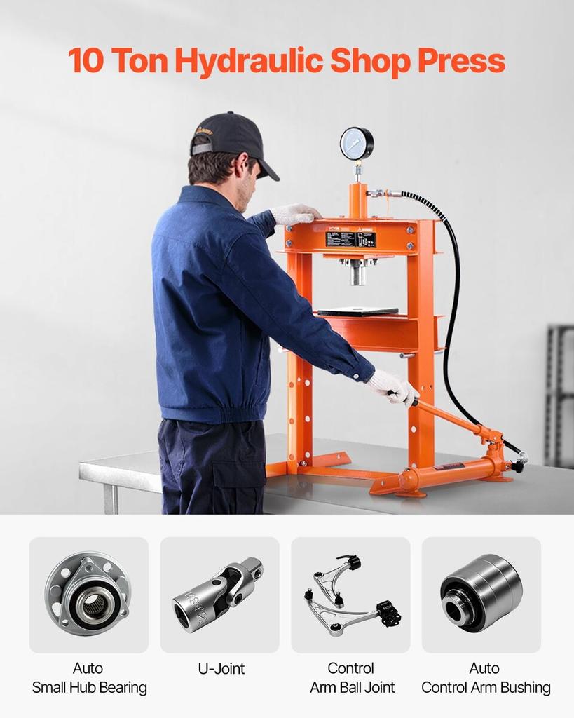 10 T Hydraulic Shop Press Hydraulic Press with Press Plate for Bending