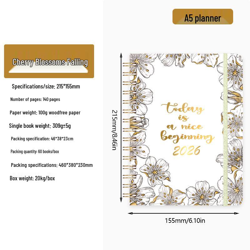 2026 English Student Weekly A5 Planner Coil Notebook
