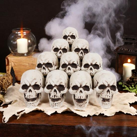 10Pcs Halloween Skeleton Decor Mini Skulls for Party Realistic Skull Props Thrilling Table Decoration