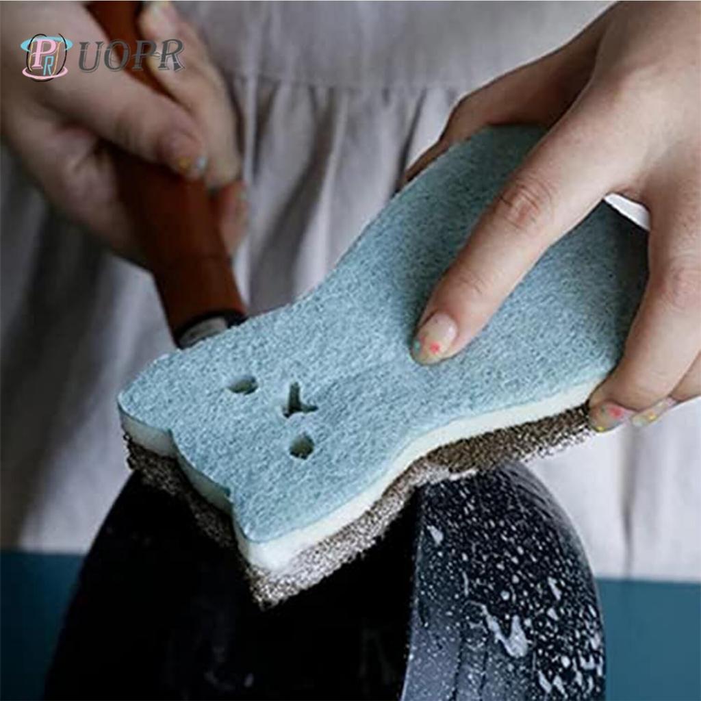 UOPR Cat Sponge Kitchen Sponge Cat Set Soft Antibacterial Type For Kitchen Use For Oil Stains 12-Piece Long-Lasting