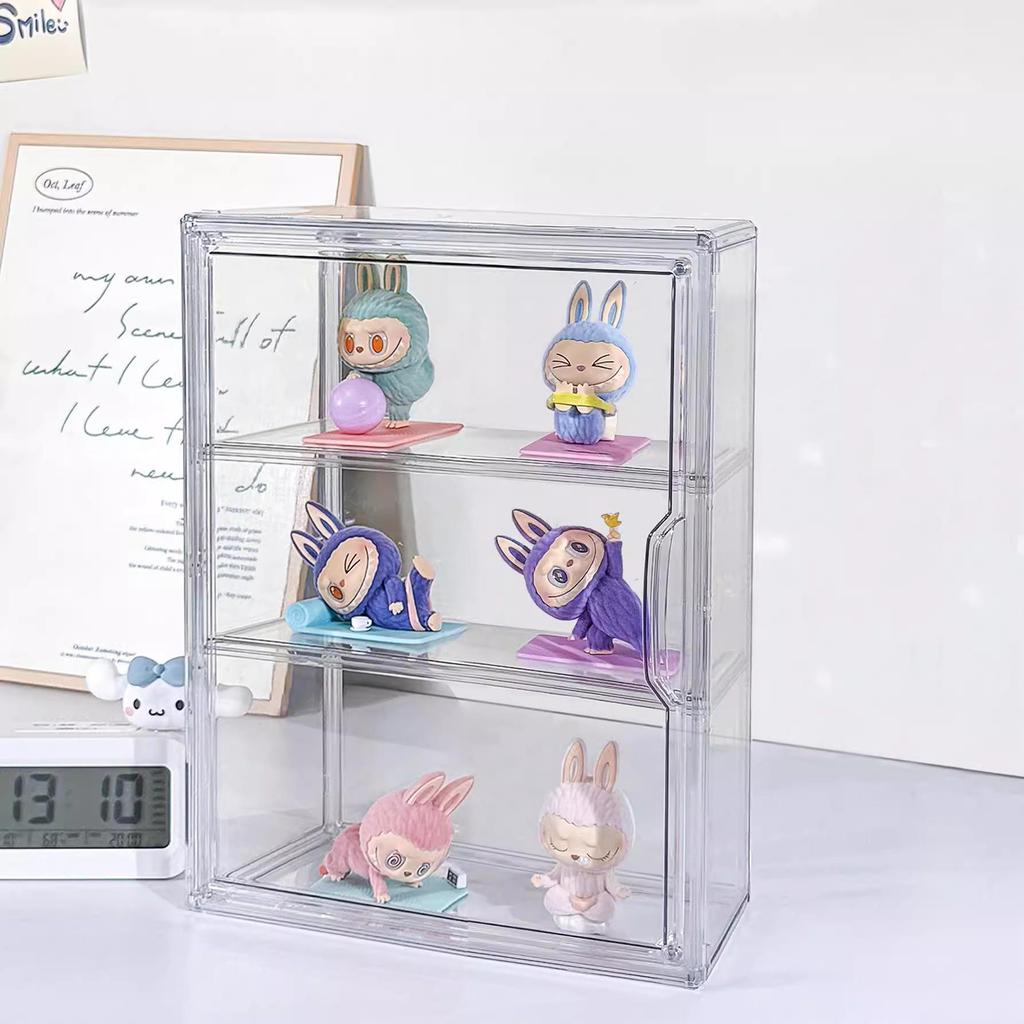 LABUBU Blind Box Desktop Display: Transparent Acrylic Storage Cabinet for Dustproof Figurine Presentation