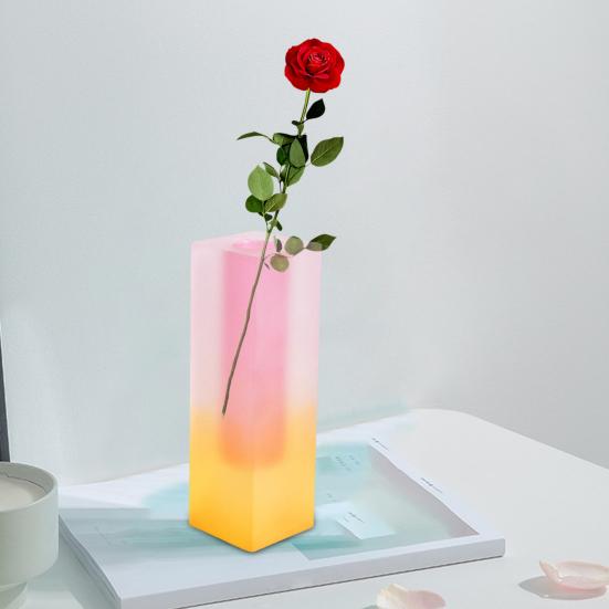 Cuboid Vase Light Luxury European Style Faux Crystal Matte/Smooth Container Ornament Romantic