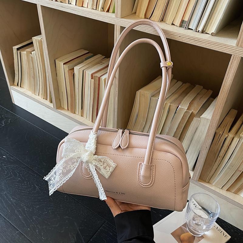 Fashionable Ladies Baguette Shoulder Bag with Bowtie Underarm Commuter Bag for Women Stylish Single Strap Handbag