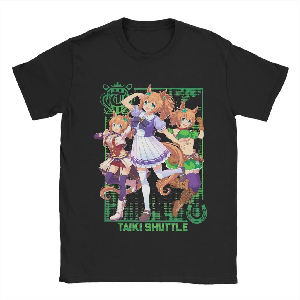 Rice Shower Uma Musume Anime T Shirts Men's Cotton Leisure T-Shirt Crew Neck Tee Short Sleeves Plus Size Loose Comfortable soft