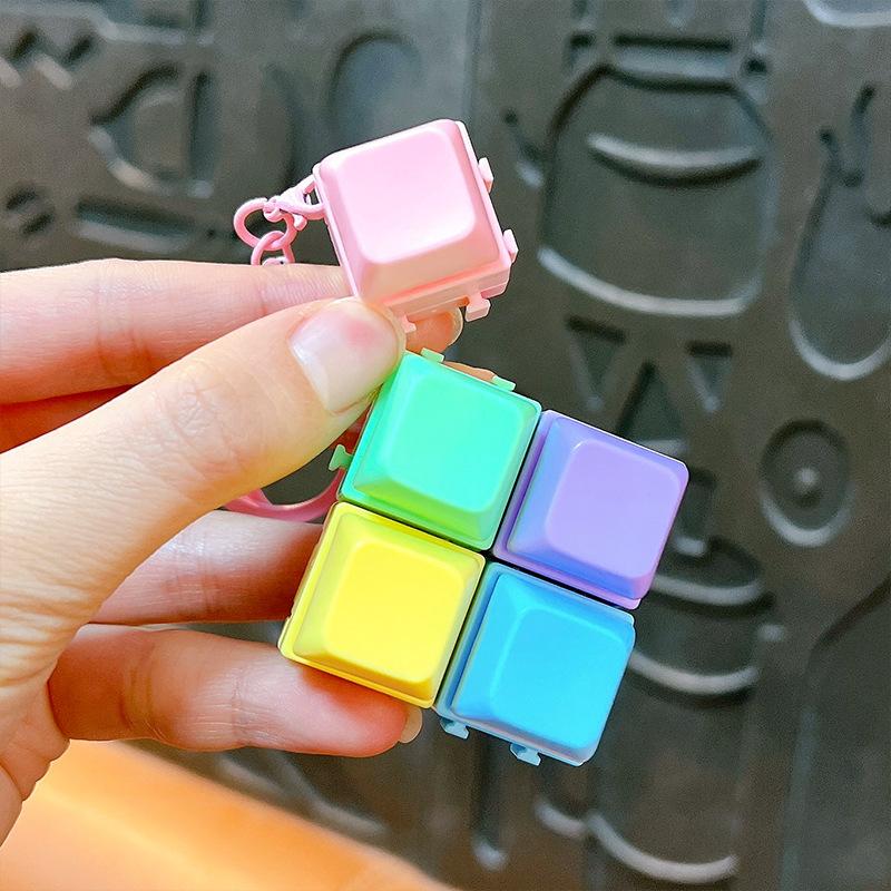 Creative DIY Assembly Keys Mechanical Keyboard Toy Keychain Cute Macaron EDC Keyboard Pendant Decompression Toys Holiday Gifts